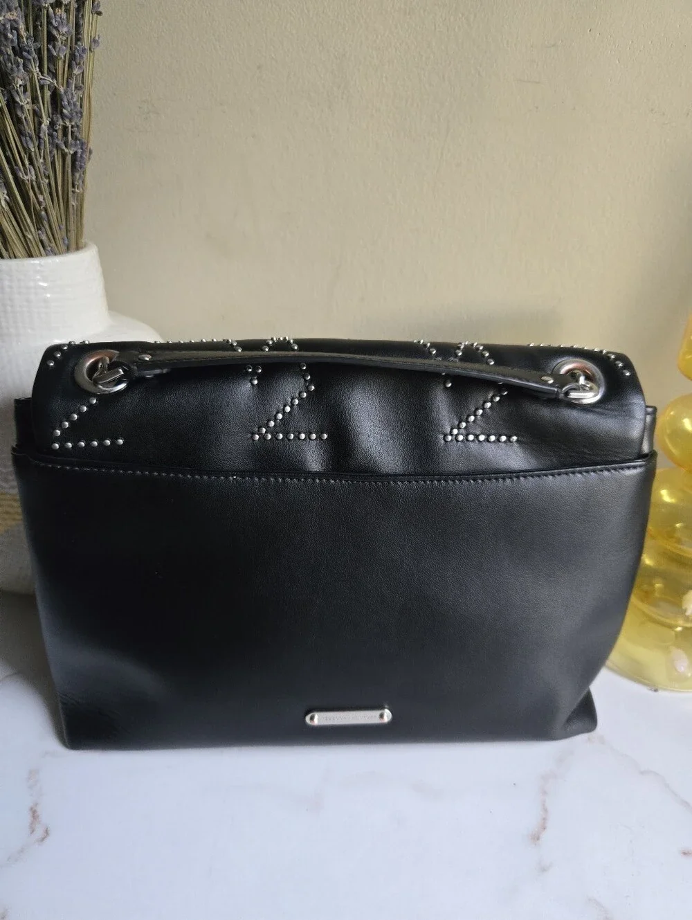 GUC Rebecca Minkoff Edie Star Studded Black Leather Shoulder Bag